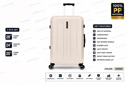 Unbreakable PP Luggage Set – Expandable Suitcases