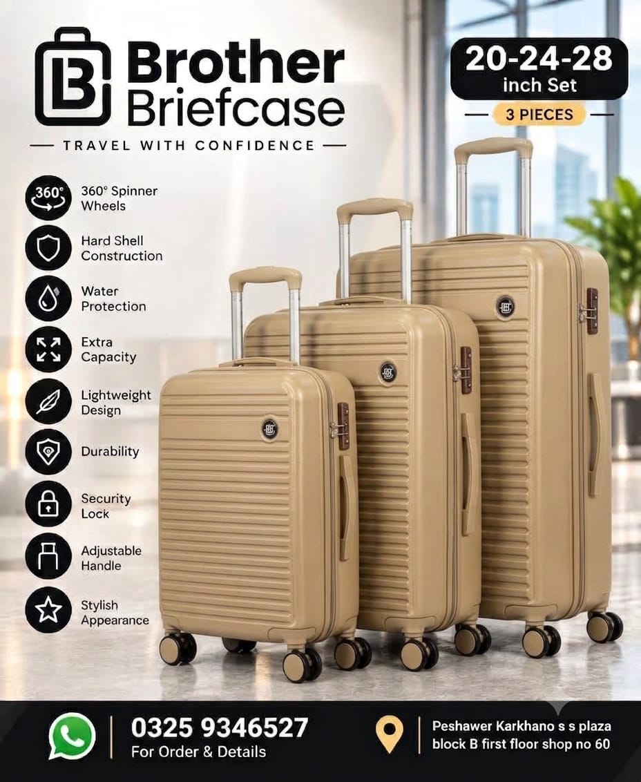 Brother Briefcase Premium 3-Piece Luggage Set – 20, 24 & 28 Inch
