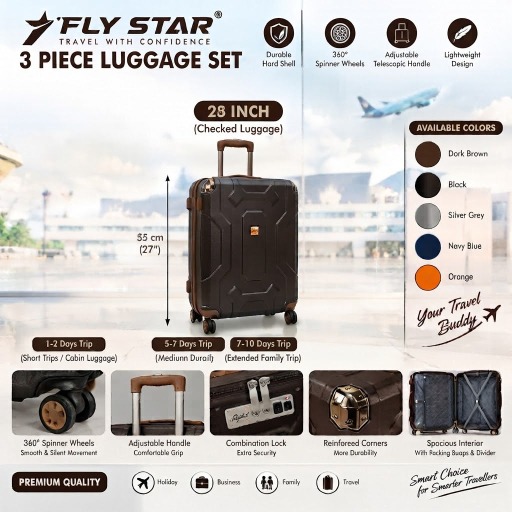 3-Piece Luggage Set | 20", 25" & 29" Travel Suitcase Set