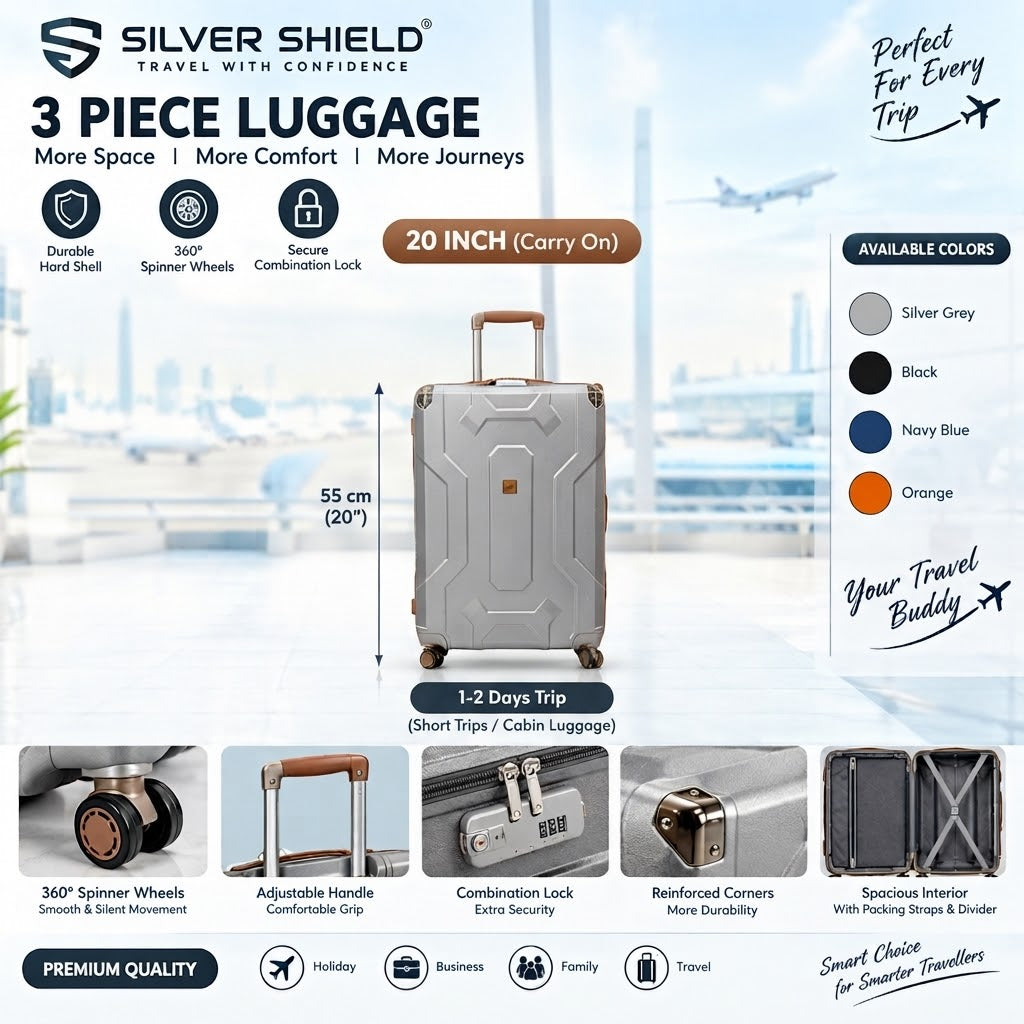 3-Piece Luggage Set | 20", 25" & 29" Travel Suitcase Set