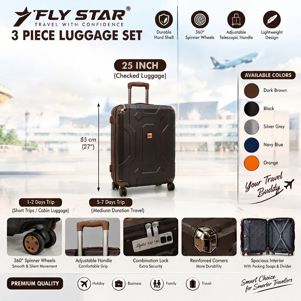 3-Piece Luggage Set | 20", 25" & 29" Travel Suitcase Set