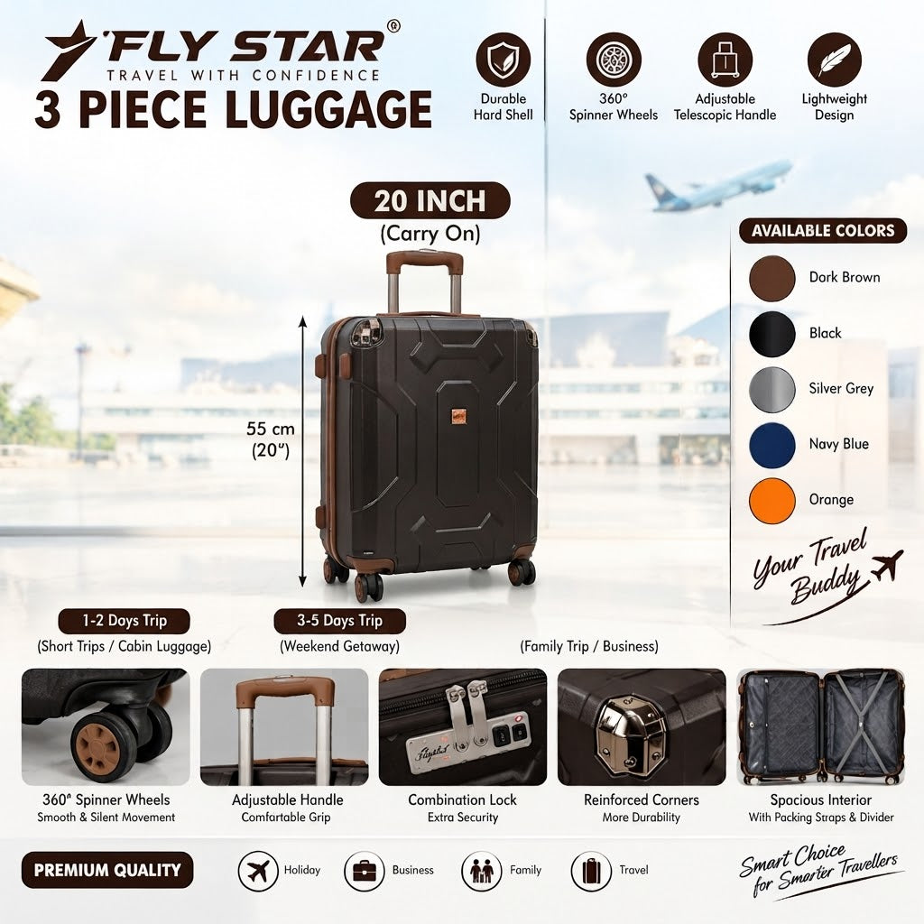 3-Piece Luggage Set | 20", 25" & 29" Travel Suitcase Set