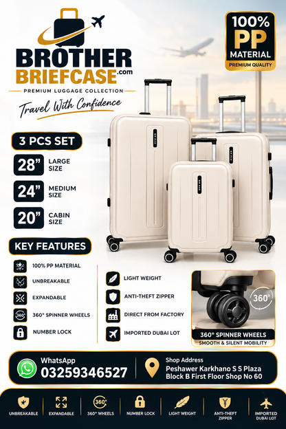 Unbreakable PP Luggage Set – Expandable Suitcases