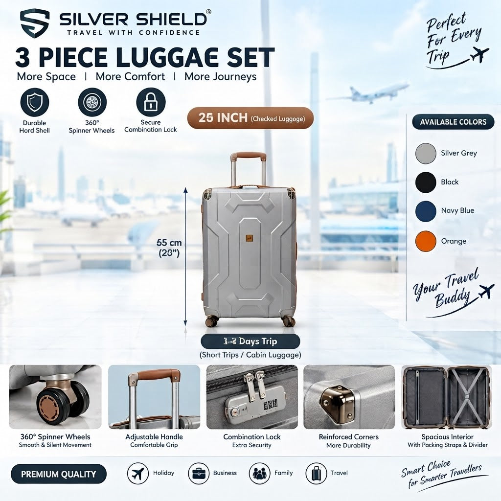 3-Piece Luggage Set | 20", 25" & 29" Travel Suitcase Set