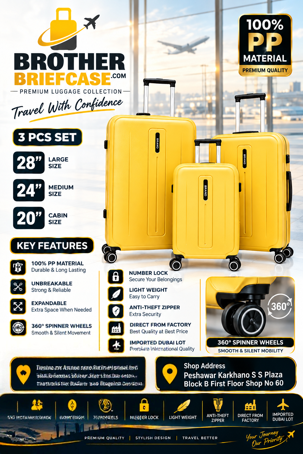 Unbreakable PP Luggage Set – Expandable Suitcases