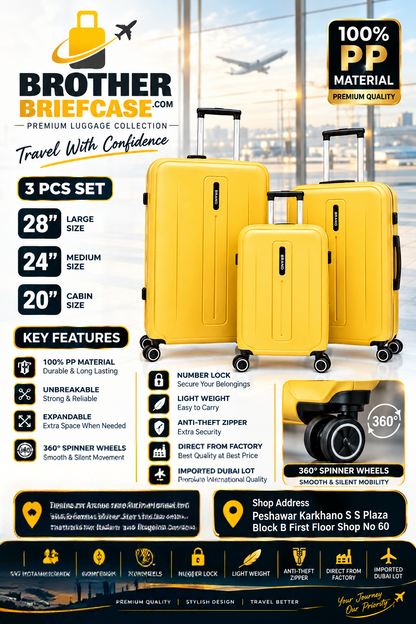 Unbreakable PP Luggage Set – Expandable Suitcases