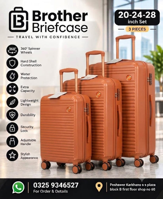 Brother Briefcase Premium 3-Piece Luggage Set – 20, 24 & 28 Inch